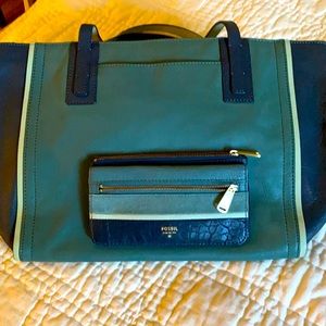 Fossil leather Emma Tote bag with Matching wallet
